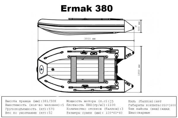 Лодка ПВХ Big Boat (Биг Бот) Ermak (Ермак) 380 | Мототека